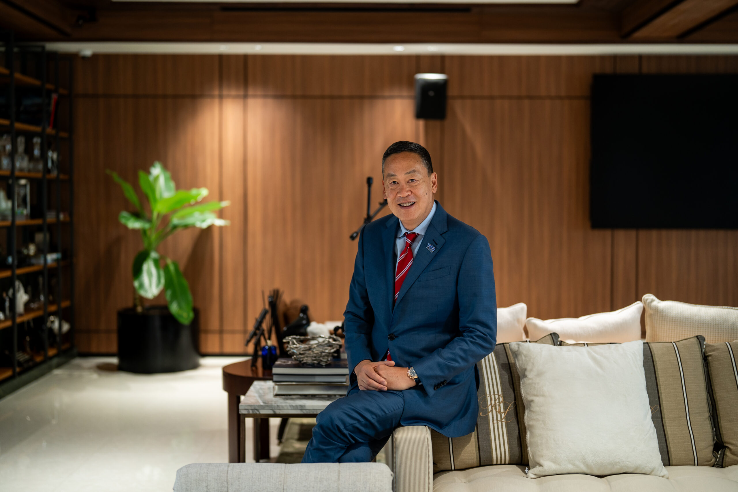 Srettha Thavisin, Prime Ministerial candidate for Pheu Thai Party, sits for a portrait at his office in Bangkok on August 21, 2023, the eve of parliament’s vote for him to be Thailand’s 30th premier. The bicameral vote is set for August 22, 2023.